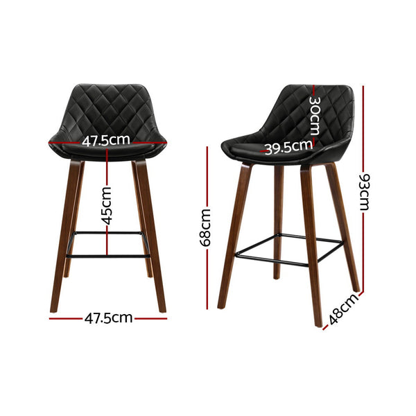 Artiss 2X Bar Stools Pu Seat Wooden Benches Bar Stools