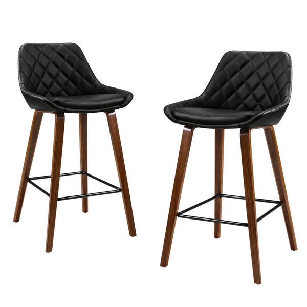 Pu Leather Bar Stools With Bentwood Legs And Steel Footrest Set Of Four Benches Bar Stools