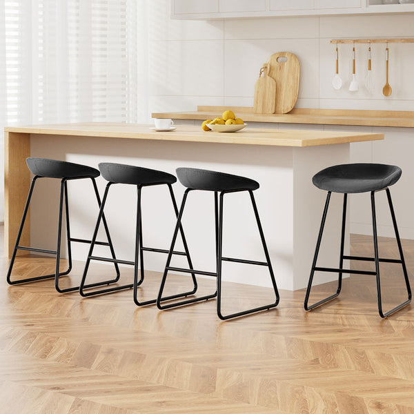Pu Leather And Metal Bar Stools Fixed Height Kitchen Dining Counter Chairs Set Of Four Benches Bar Stools