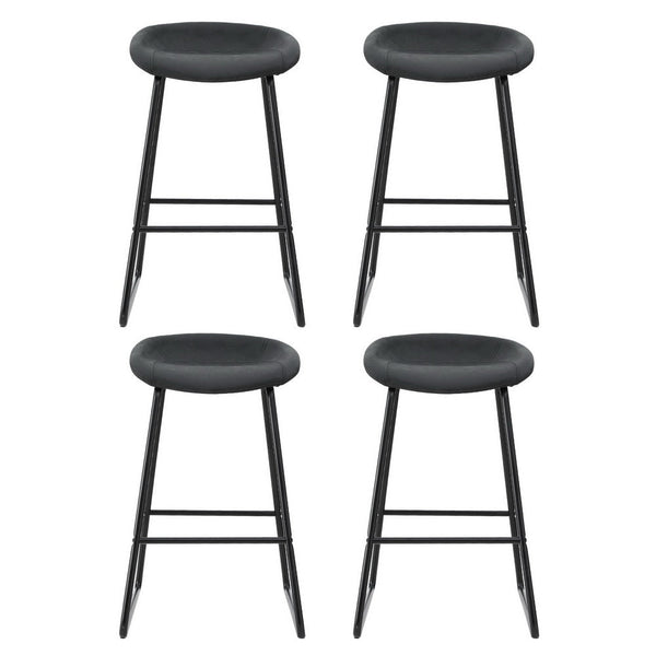 Pu Leather And Metal Bar Stools Fixed Height Kitchen Dining Counter Chairs Set Of Four Benches Bar Stools