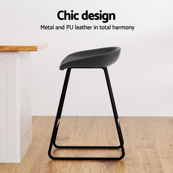 Pu Leather And Metal Bar Stools Fixed Height Kitchen Dining Counter Chairs Set Of Four Benches Bar Stools