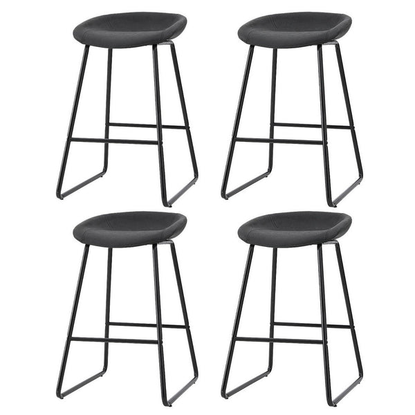 Pu Leather And Metal Bar Stools Fixed Height Kitchen Dining Counter Chairs Set Of Four Benches Bar Stools