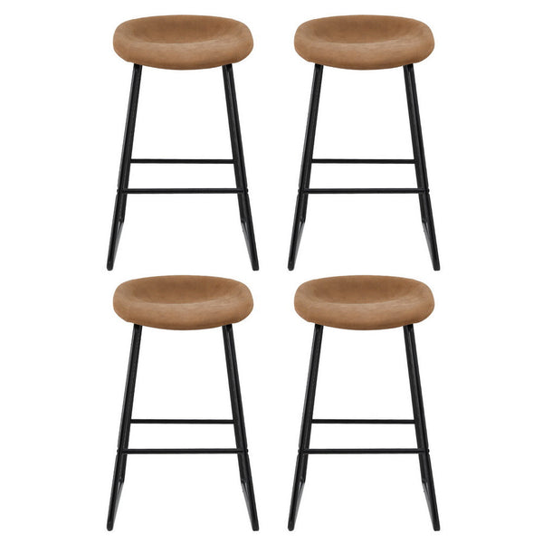Pu Leather And Metal Bar Stools Fixed Height Kitchen Dining Counter Chairs Set Of Four Benches Bar Stools