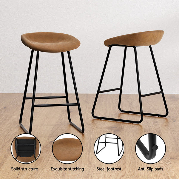 Pu Leather And Metal Bar Stools Fixed Height Kitchen Dining Counter Chairs Set Of Four Benches Bar Stools