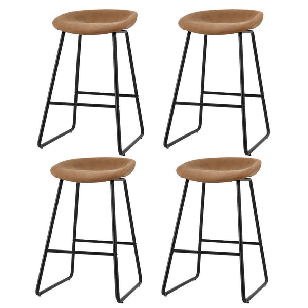 Pu Leather And Metal Bar Stools Fixed Height Kitchen Dining Counter Chairs Set Of Four Benches Bar Stools