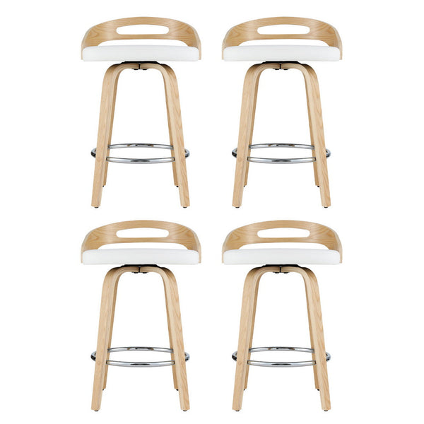 Artiss 4X Bar Stools Swivel Dining Chairs Low Back Counter Seat Pu Cushion Benches Bar Stools