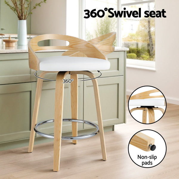 Artiss 4X Bar Stools Swivel Dining Chairs Low Back Counter Seat Pu Cushion Benches Bar Stools