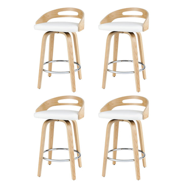 Artiss 4X Bar Stools Swivel Dining Chairs Low Back Counter Seat Pu Cushion Benches Bar Stools
