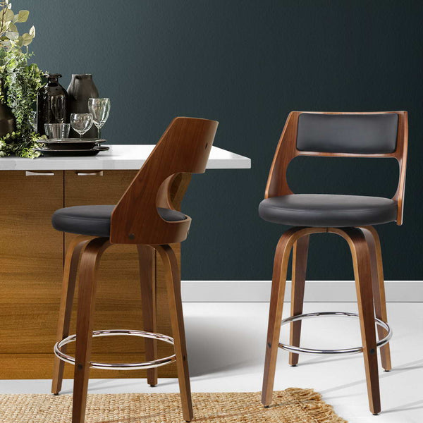 Artiss Bar Stools Swivel Leather Chairs 65Cm Furniture For Home And Garden Benches Bar Stools