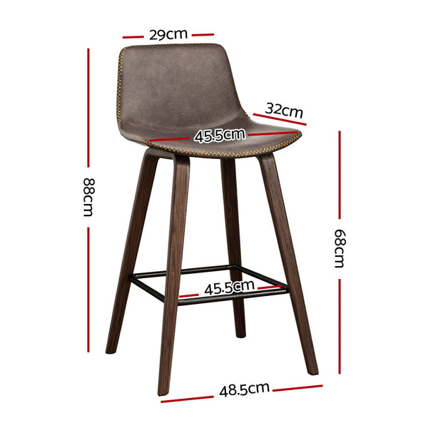 Artiss Leather Bar Stools Wooden Kitchen Counter Chairs Set Furniture Home Garden Benches Bar Stools