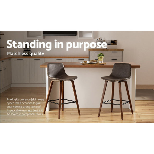 Artiss Leather Bar Stools Wooden Kitchen Counter Chairs Set Furniture Home Garden Benches Bar Stools