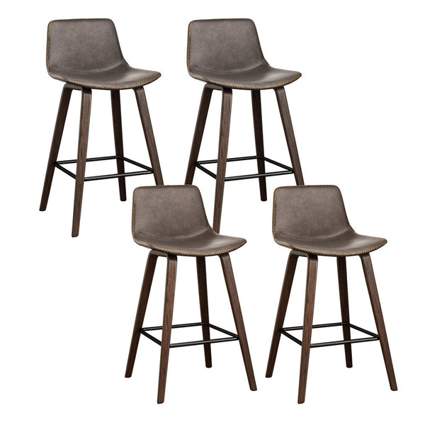 Artiss 4X Bar Stools Vintage Leather Wooden Benches Bar Stools