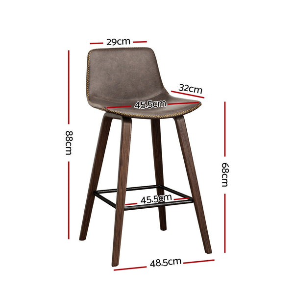 Artiss 4X Bar Stools Vintage Leather Wooden Benches Bar Stools