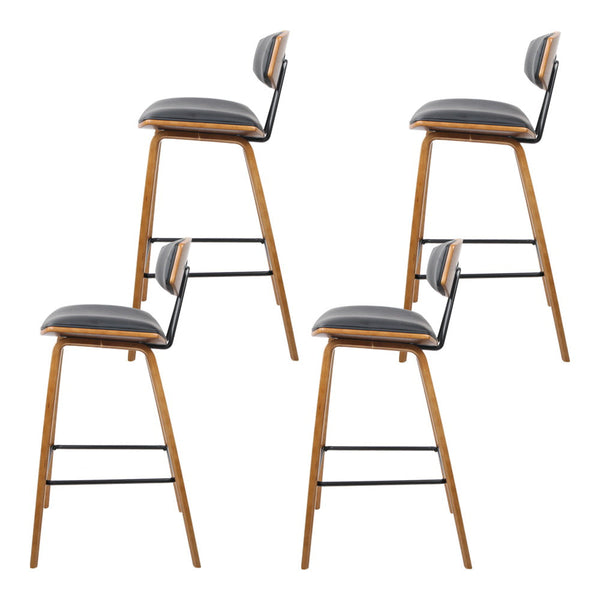 Artiss Leather Padded Bar Stools With Backrest Set Of Four Furniture For Home Benches Bar Stools
