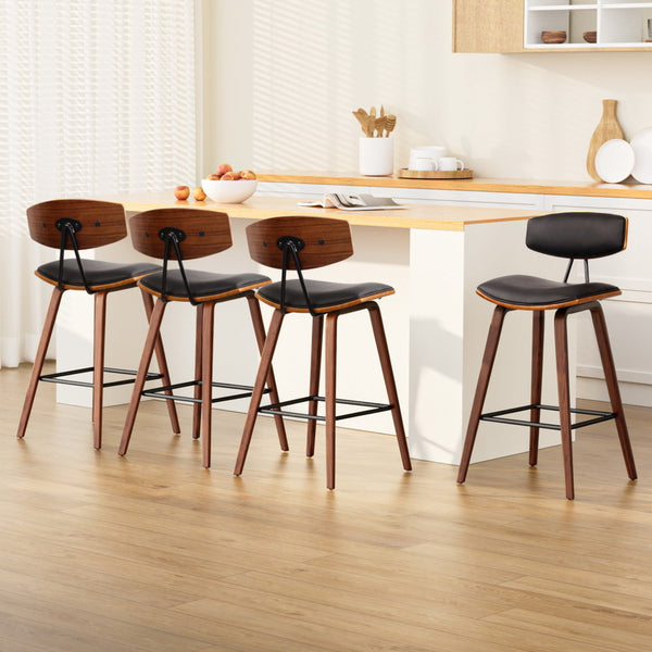Artiss Leather Padded Bar Stools With Backrest Set Of Four Furniture For Home Benches Bar Stools