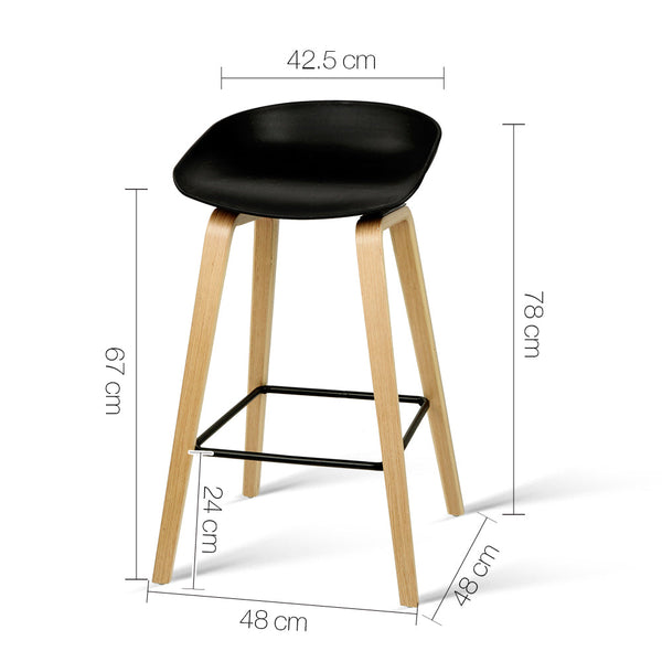 Artiss 4X Bar Stools Kitchen Counter Dining Chairs Wooden Black Benches Bar Stools