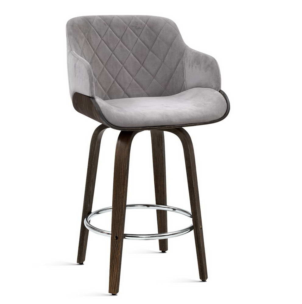 Artiss Velvet Swivel Bar Stools Padded Wooden Furniture For Home And Garden Benches Bar Stools