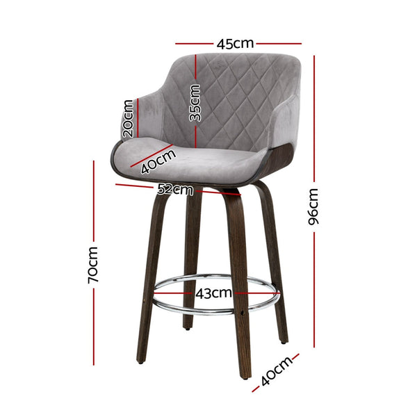Velvet Fabric Bar Stools Padded Swivel Wooden Frame Set Of Four Benches Bar Stools