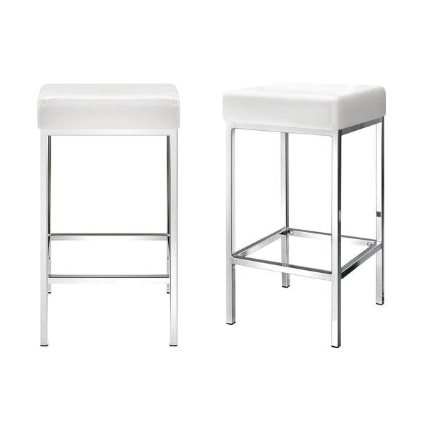 Artiss 4X Bar Stools Leather Padded Metal White Benches Bar Stools