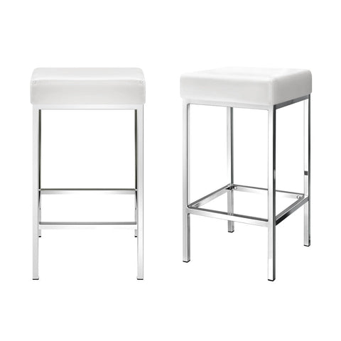 Artiss 4X Bar Stools Leather Padded Metal White Benches Bar Stools