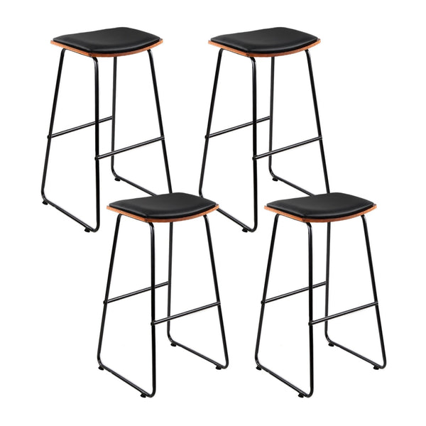 Artiss 4X Bar Stools Leather Padded Metal Benches Bar Stools