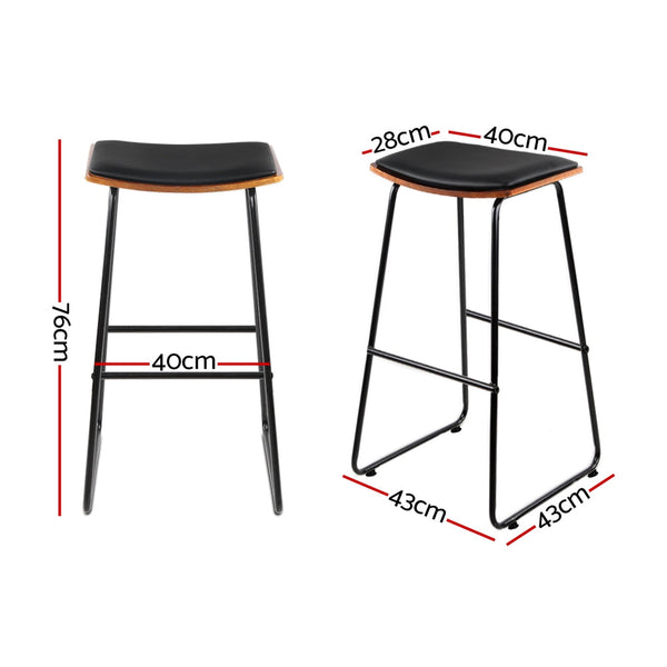 Artiss 4X Bar Stools Leather Padded Metal Benches Bar Stools