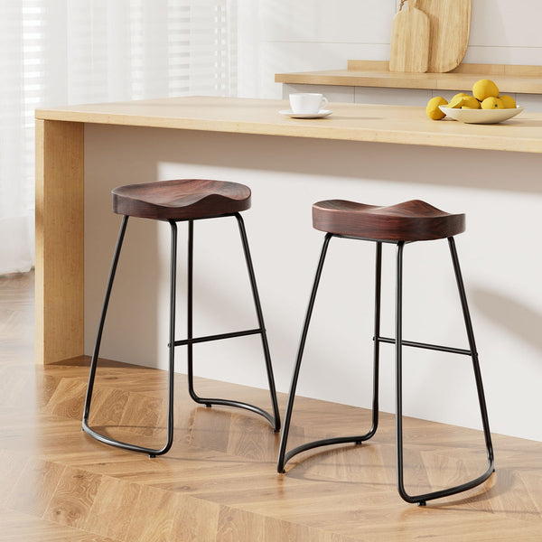 2X Bar Stools Tractor Seat 65Cm Pinewood Retro Vintage Style Industrial Furniture Home Seating Benches Bar Stools