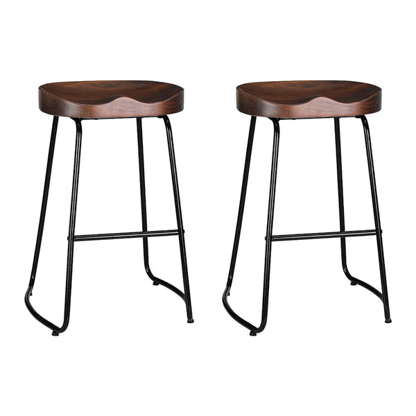 2X Bar Stools Tractor Seat 65Cm Pinewood Retro Vintage Style Industrial Furniture Home Seating Benches Bar Stools