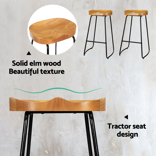 Pine Wood Bar Stool Retro Vintage Tractor Seat Industrial Style Furniture Benches Bar Stools