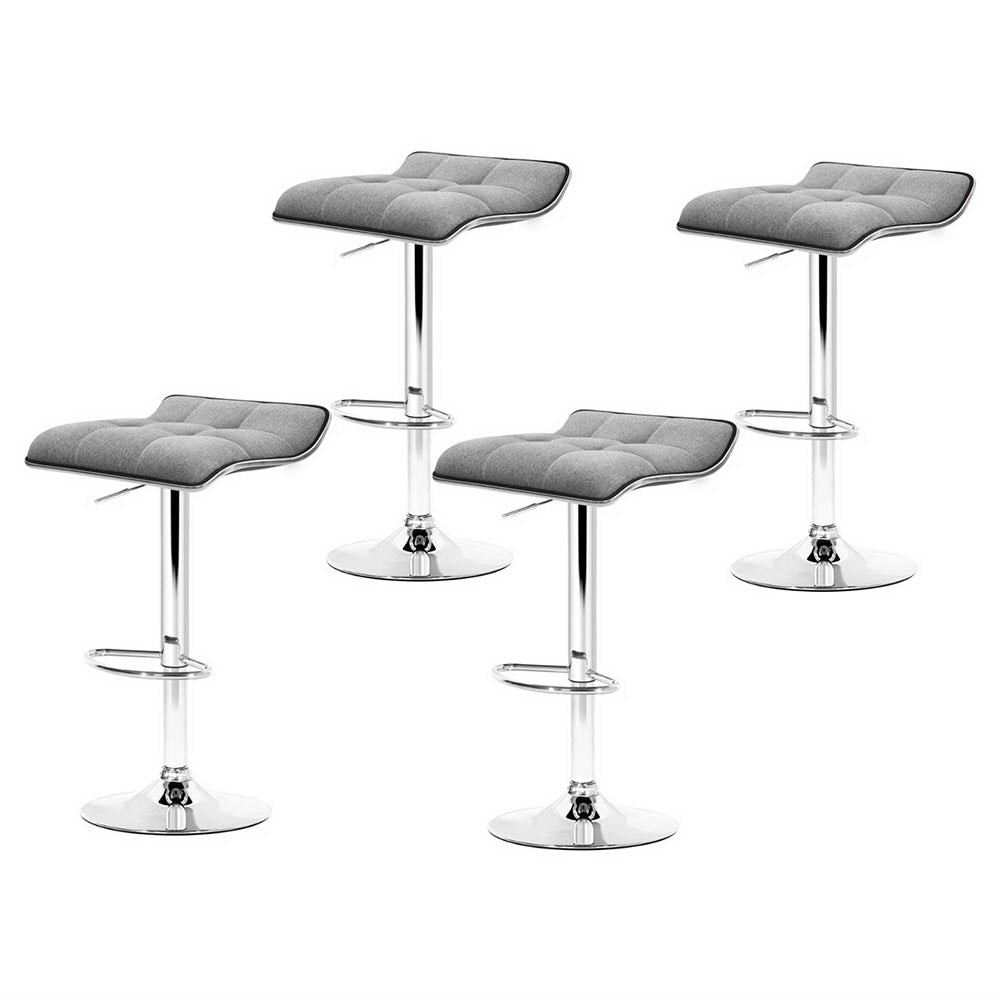 Artiss 4X Bar Stools Linen Padded Gas Lift Benches Bar Stools