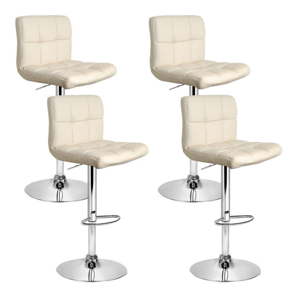 Artiss Bar Stools Set Of Four Leather Gas Lift Beige Furniture For Home And Garden Benches Bar Stools