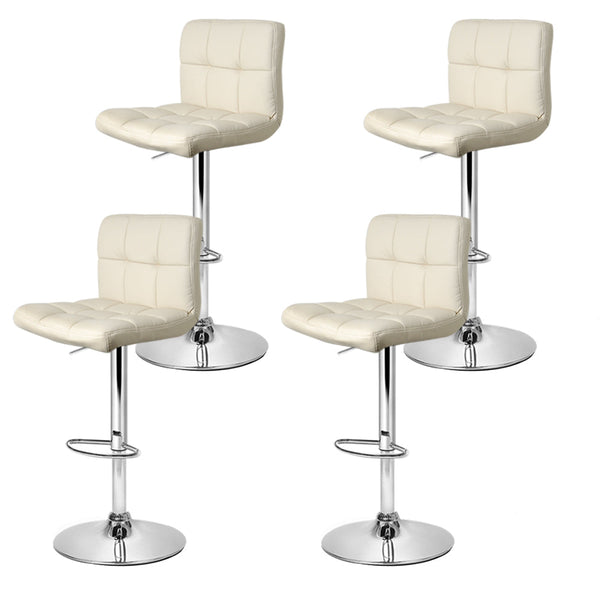 Artiss Bar Stools Set Of Four Leather Gas Lift Beige Furniture For Home And Garden Benches Bar Stools