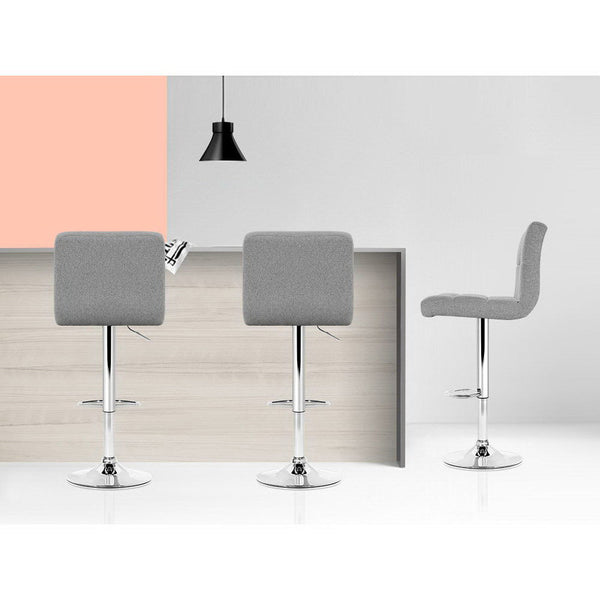 Artiss Bar Stools Fabric Grey Kitchen Dining Chairs Furniture Home Garden Benches Bar Stools