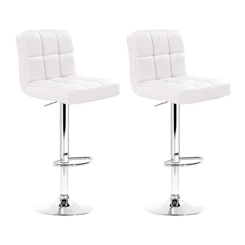 Artiss 2X Bar Stools Leather Gas Lift White Benches Bar Stools