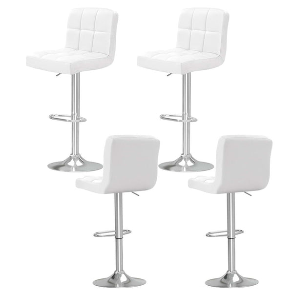Artiss 4X Bar Stools Leather Gas Lift White Benches Bar Stools