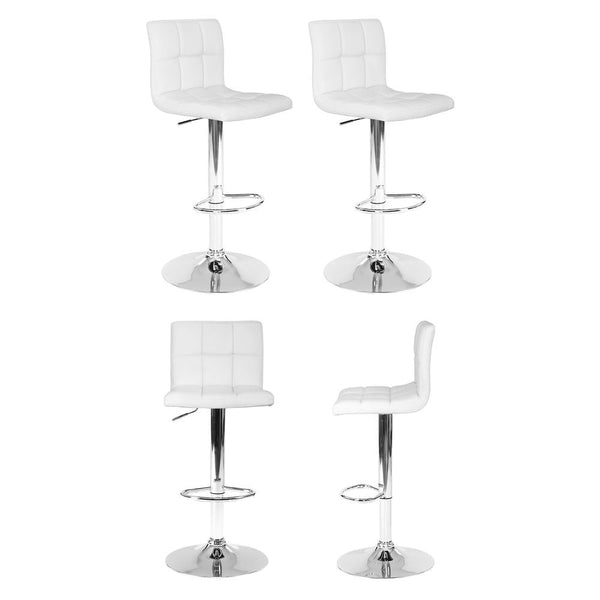 Artiss 4X Bar Stools Leather Gas Lift White Benches Bar Stools