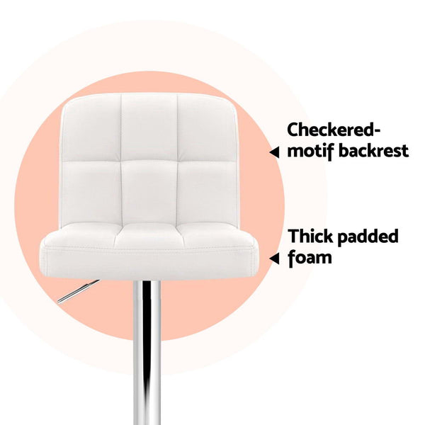 Artiss 4X Bar Stools Leather Gas Lift White Benches Bar Stools