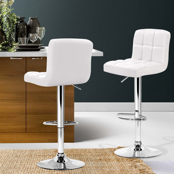 Artiss 4X Bar Stools Leather Gas Lift White Benches Bar Stools