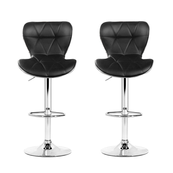 Artiss 2X Bar Stools Gas Lift Leather Seat Black Benches Bar Stools