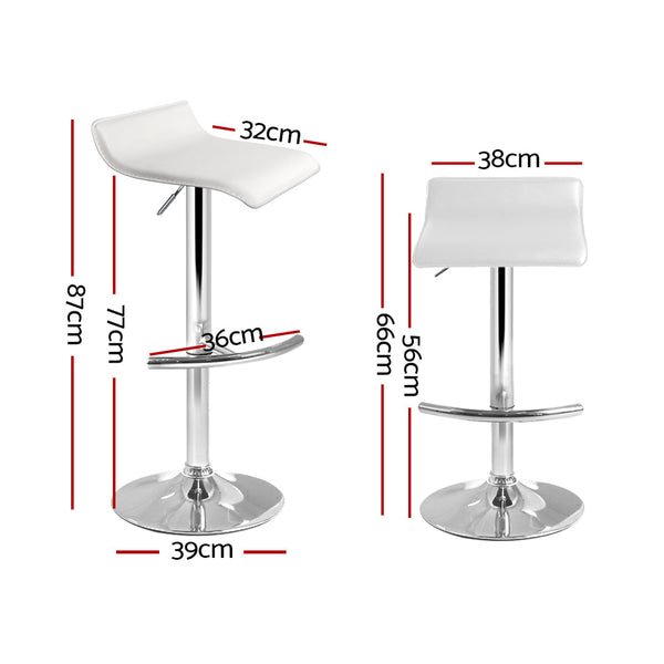 Artiss 2X Bar Stools Adjustable Gas Lift Chairs White Benches Bar Stools