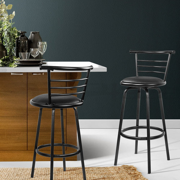 Pu Leather Bar Stools Swivel Padded Steel Frame Kitchen Dining Seating Benches Bar Stools