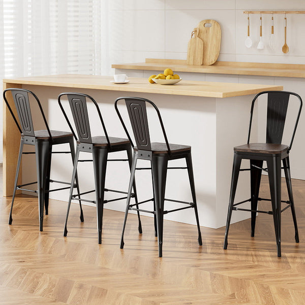 Bamboo Plywood And Metal Bar Stools Stackable Retro Kitchen Counter Seating Set Benches Bar Stools