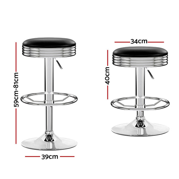 Pu Leather Bar Stools With Chrome Base Adjustable Height Swivel Set Of 2 Benches Bar Stools