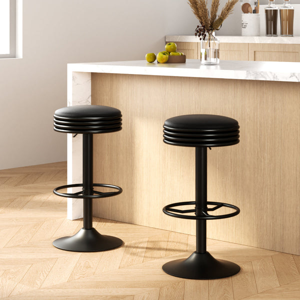 Pu Leather Bar Stools With Gas Lift And Steel Base For Home Furniture Benches Bar Stools