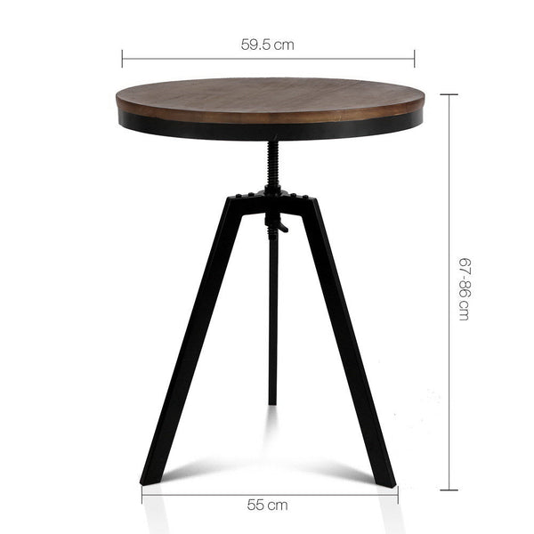 Artiss Bar Table 67 86Cm Height Round Brown Bar Tables