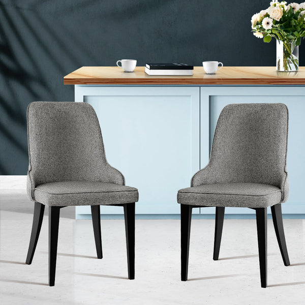 Artiss Set Of 2 Linen Fabric Grey Dining Chairs