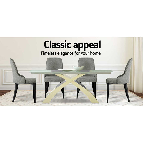 Artiss Set Of 4 Linen Fabric Grey Dining Chairs