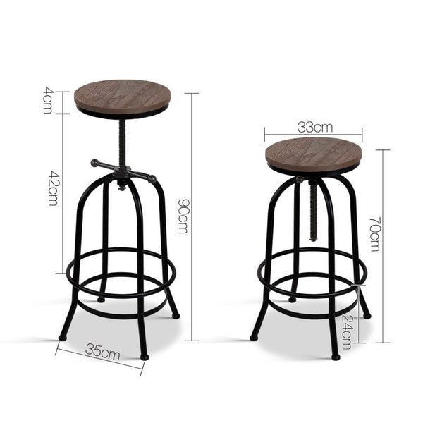 Artiss Bar Stools Adjustable Wood Chairs Benches Bar Stools