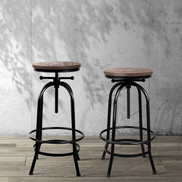 Artiss Bar Stools Adjustable Wood Chairs Benches Bar Stools
