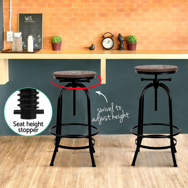 Artiss Bar Stools Adjustable Wood Chairs Benches Bar Stools